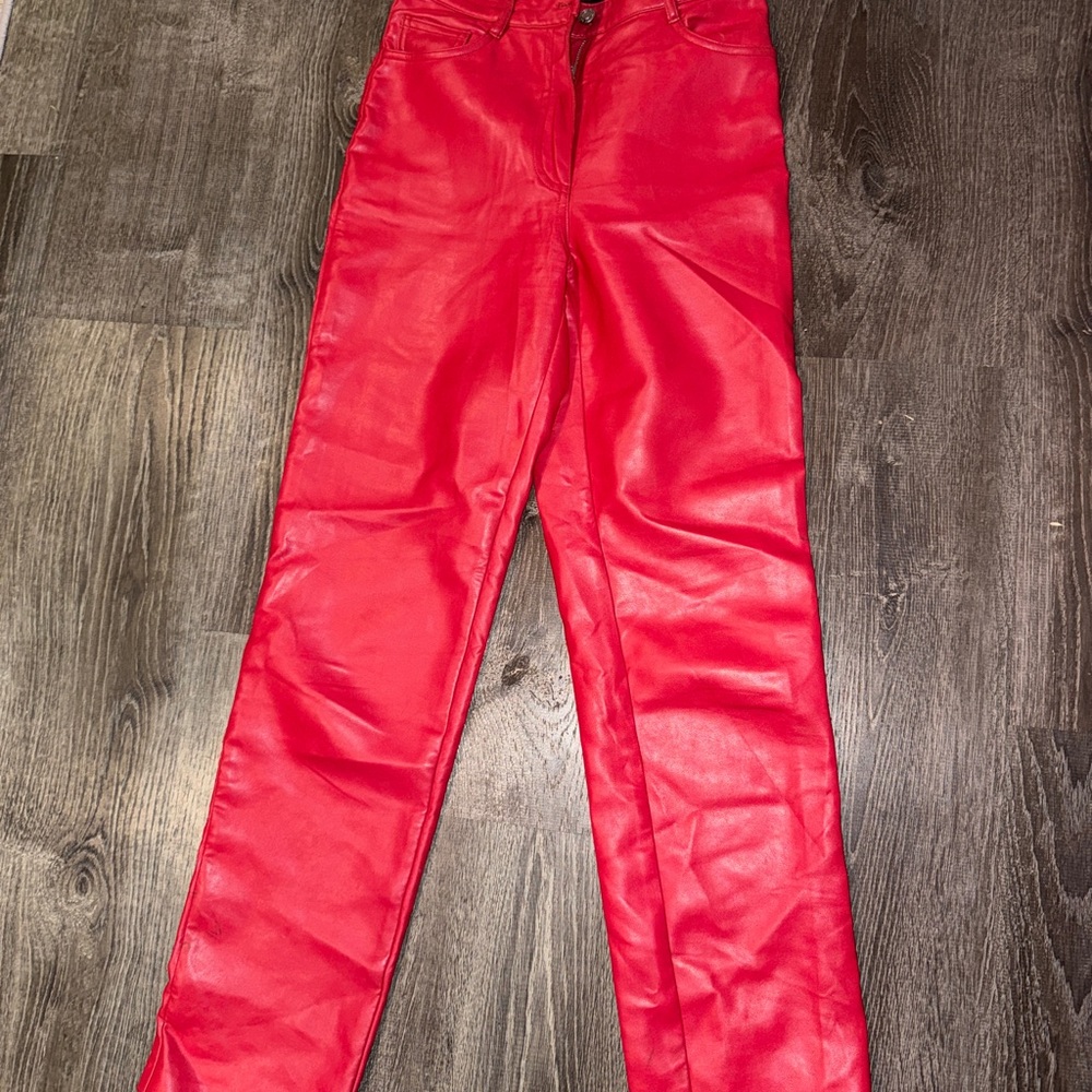Wilfred Melina Red Straight-Leg Faux Leather Pants
